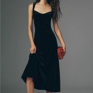 Jocelyn Midi Diamonte Black Velvet dress from Anthropologie! Size M